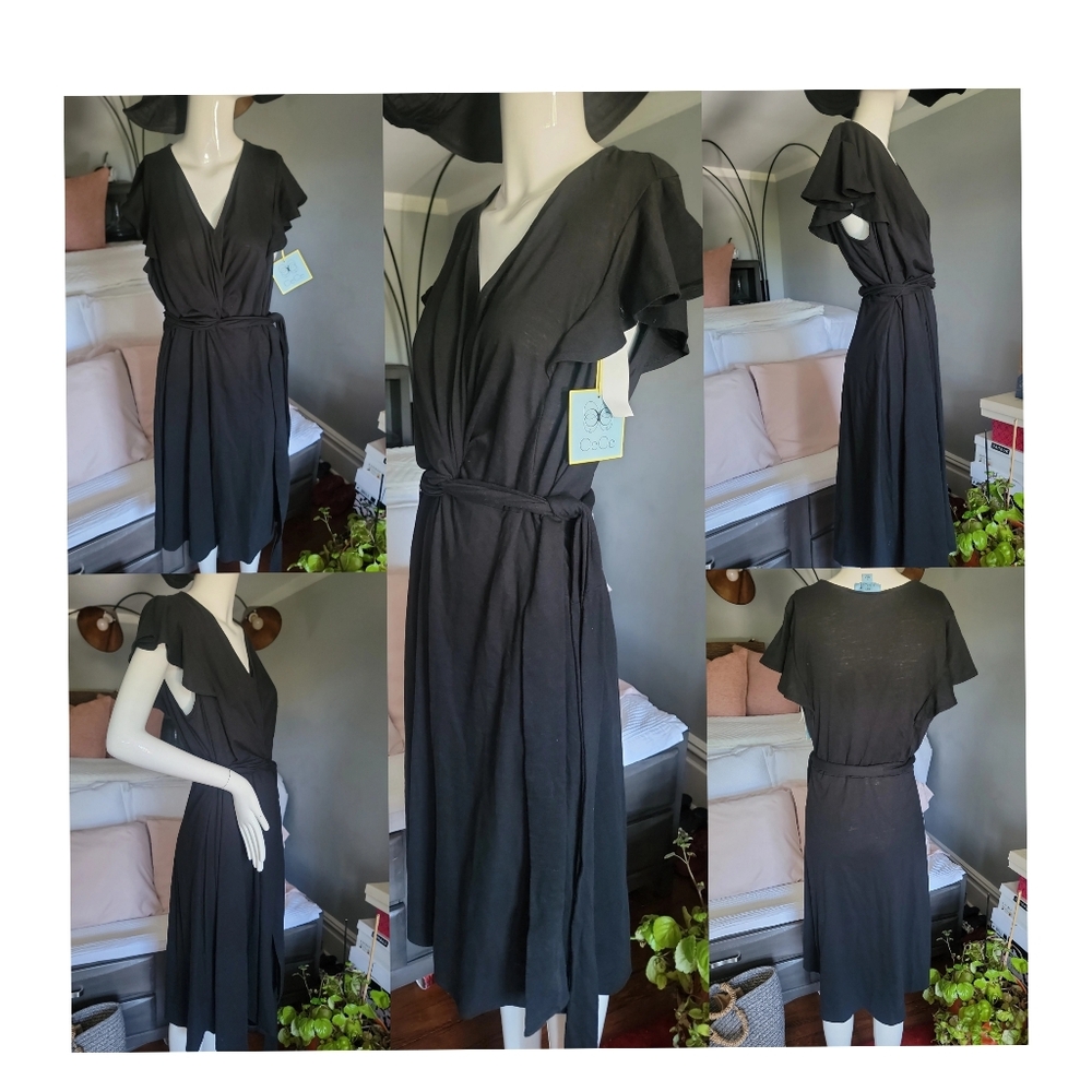CeCe Black Flutter Sleeve Summer Dress - Size 1X - Picture 3 of 6